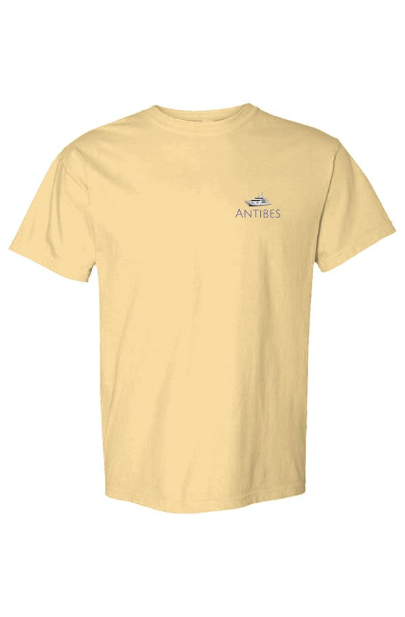 Antibes Navy Yacht Left Embroidered T-Shirt in Butter