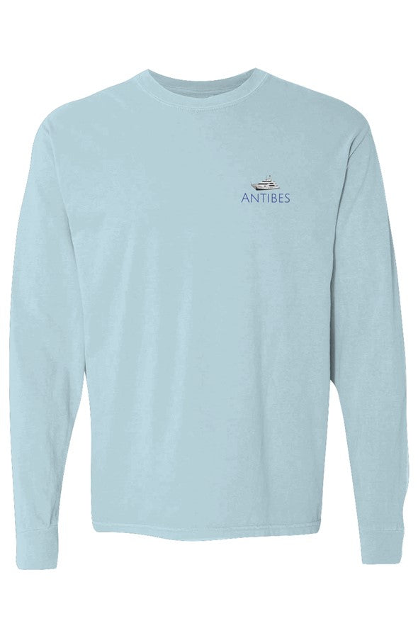 Antibes Navy Yacht Left Embroidered Long-Sleeve in Chambray