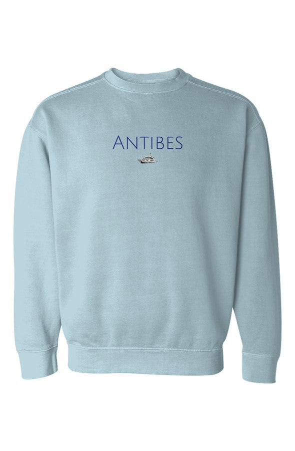 Antibes Navy Yacht Embroidered Sweatshirt in Chambray