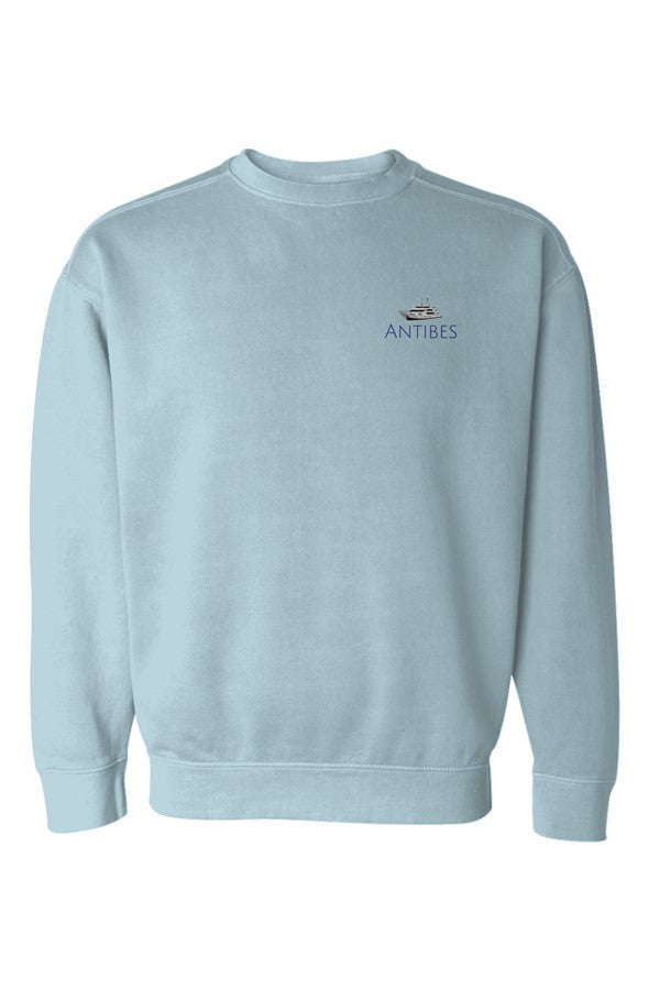 Antibes Navy Yacht Left Embroidered Sweatshirt in Chambray