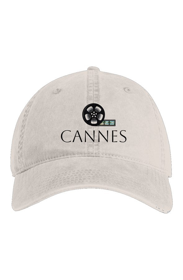 Cannes Film Reel Embroidered Hat in Faded Bone