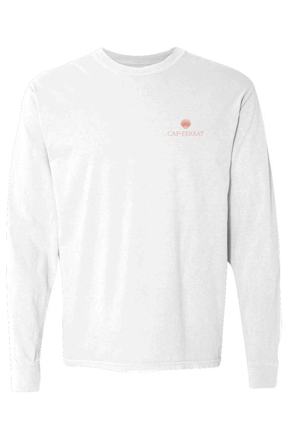 Cap-Ferrat Pink Left Embroidered Long-Sleeve in White