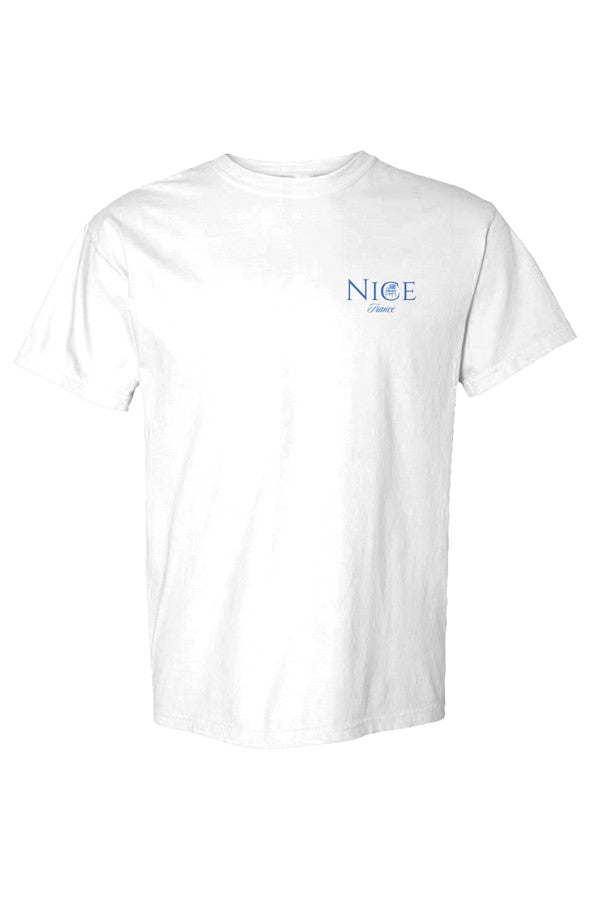 Nice Blue Chair Left Embroidered T-Shirt in White