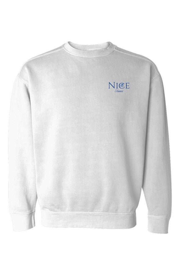 Nice Blue Chair Left Embroidered Sweatshirt in White