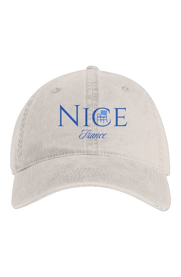 Nice Blue Chair Embroidered Hat in Faded Bone