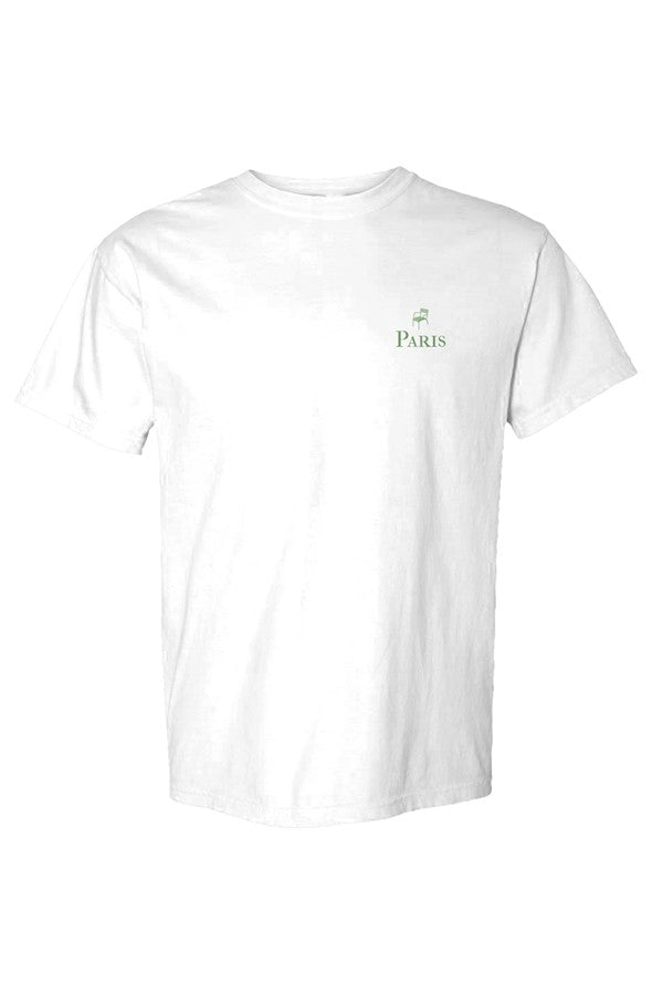 Paris Green Chair Left Embroidered T-Shirt in White