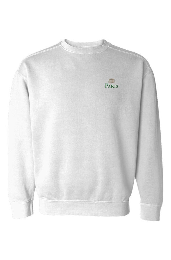 Paris Hot Chocolate Left Embroidered Sweatshirt in White