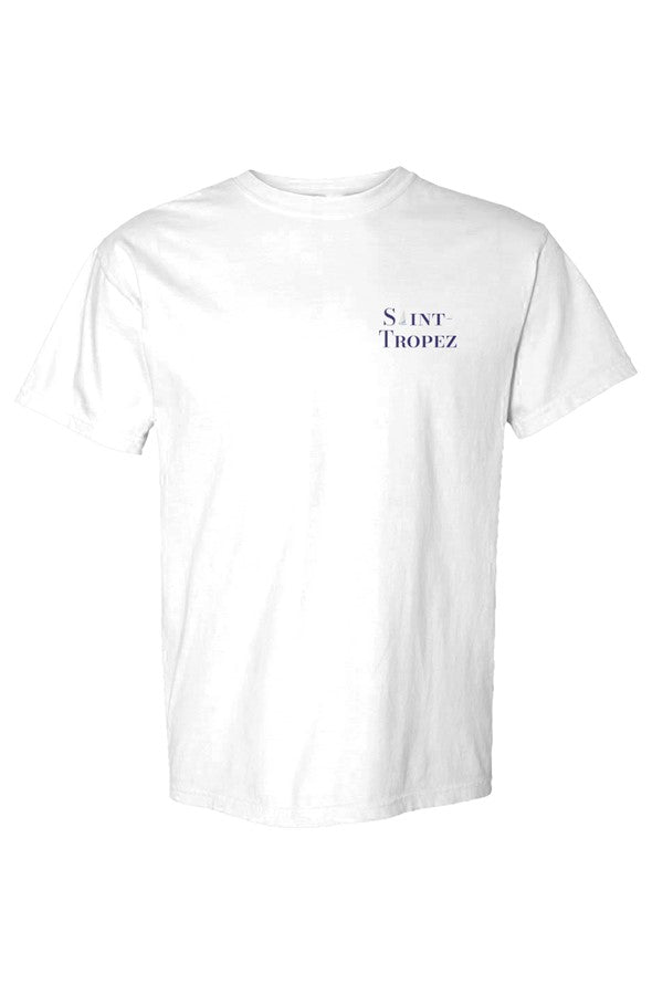 Saint-Tropez Navy Left Embroidered T-Shirt in White