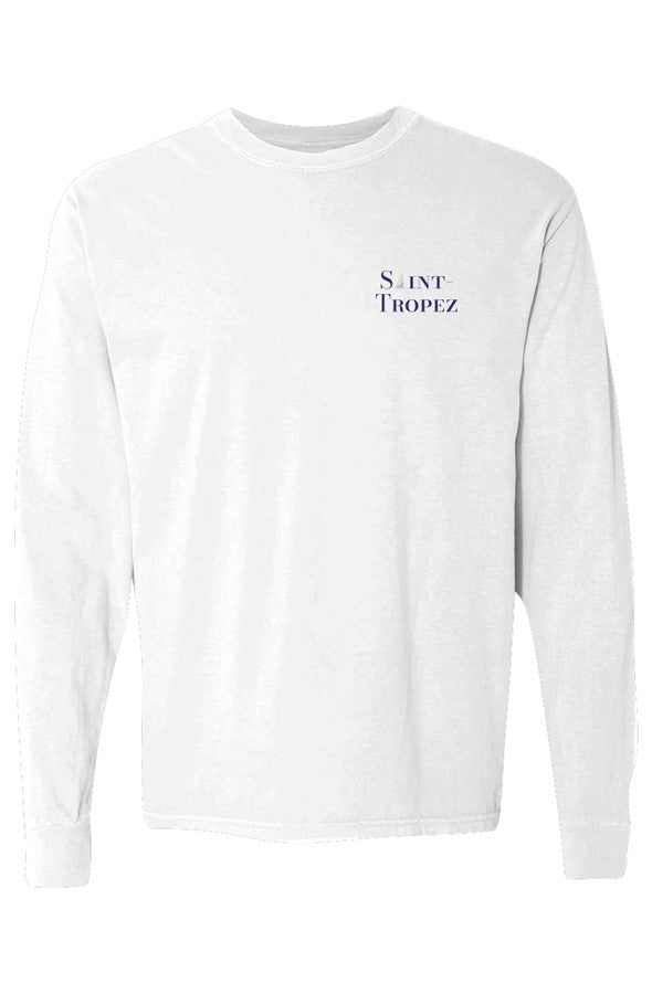 Saint-Tropez Navy Left Embroidered Long-Sleeve in White