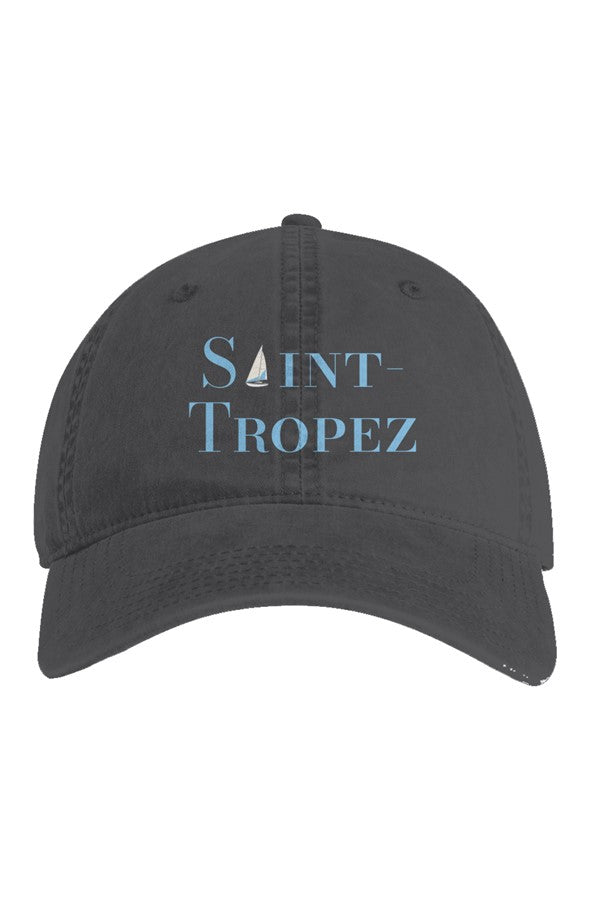 Saint-Tropez Blue Embroidered Hat in Faded Black