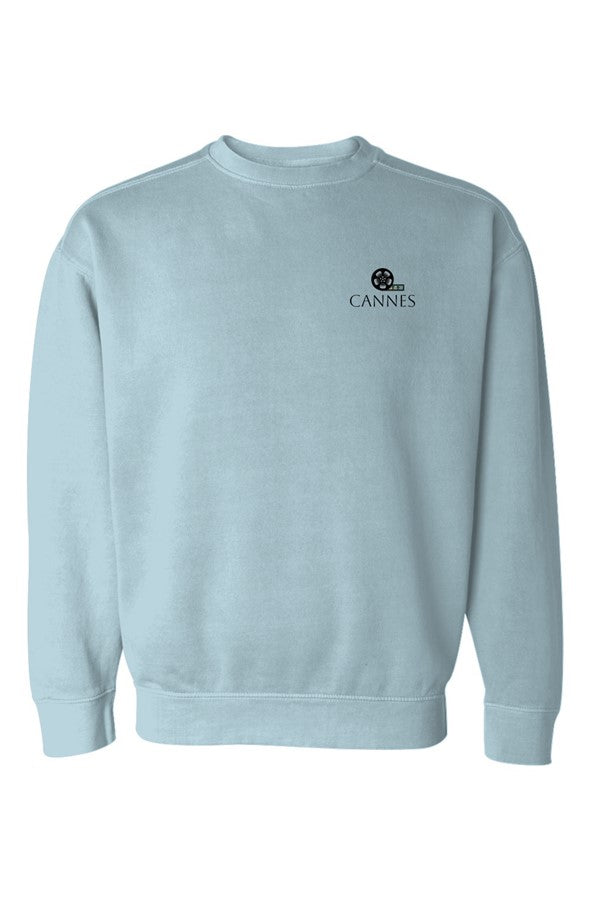 Cannes Film Reel Left Embroidered Sweatshirt in Chambray