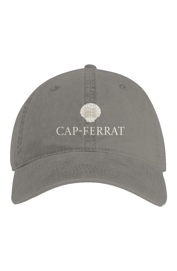 Cap-Ferrat Cream Shell Embroidered Hat in Faded Grey