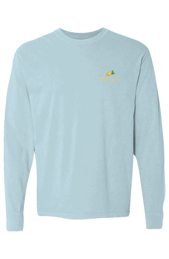 Menton Yellow Lemon Left Embroidered Long-Sleeve in Chambray