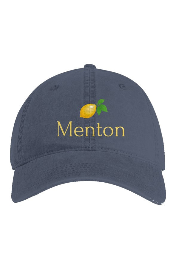 Menton Yellow Lemon Embroidered Hat in Faded Midnight