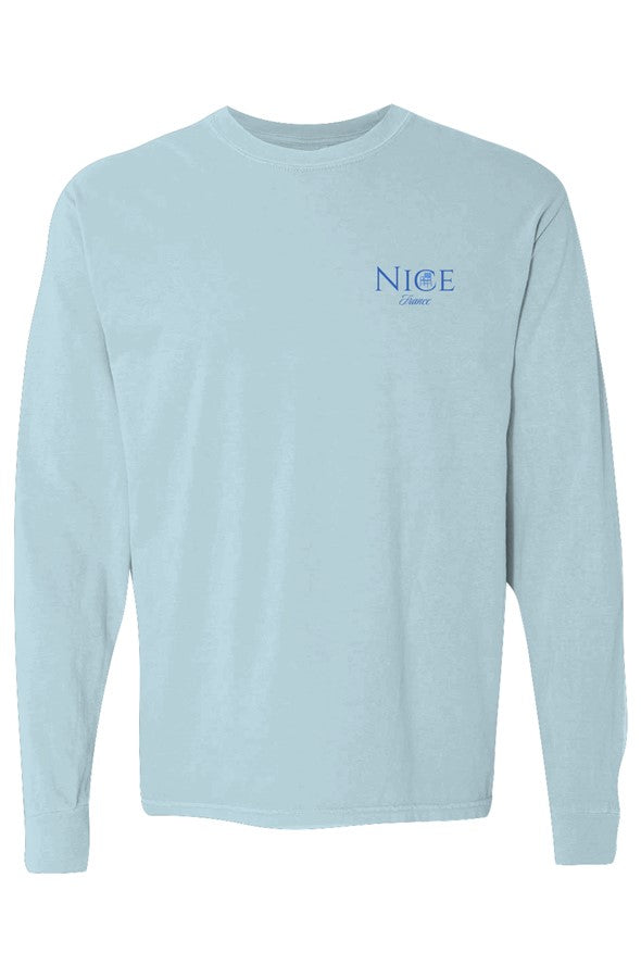 Nice Blue Chair Left Embroidered Long-Sleeve in Chambray