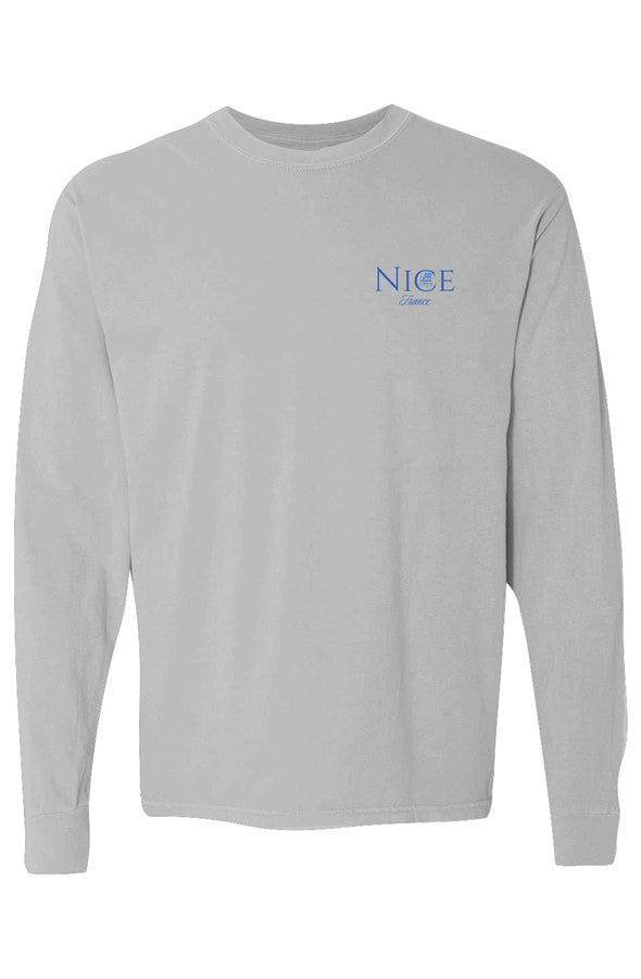 Nice Blue Chair Left Embroidered Long-Sleeve in Grey