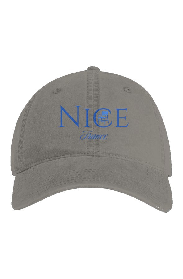 Nice Blue Chair Embroidered Hat in Faded Grey