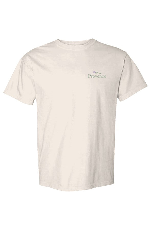Provence Lavender Left Embroidered T-Shirt in Ivory