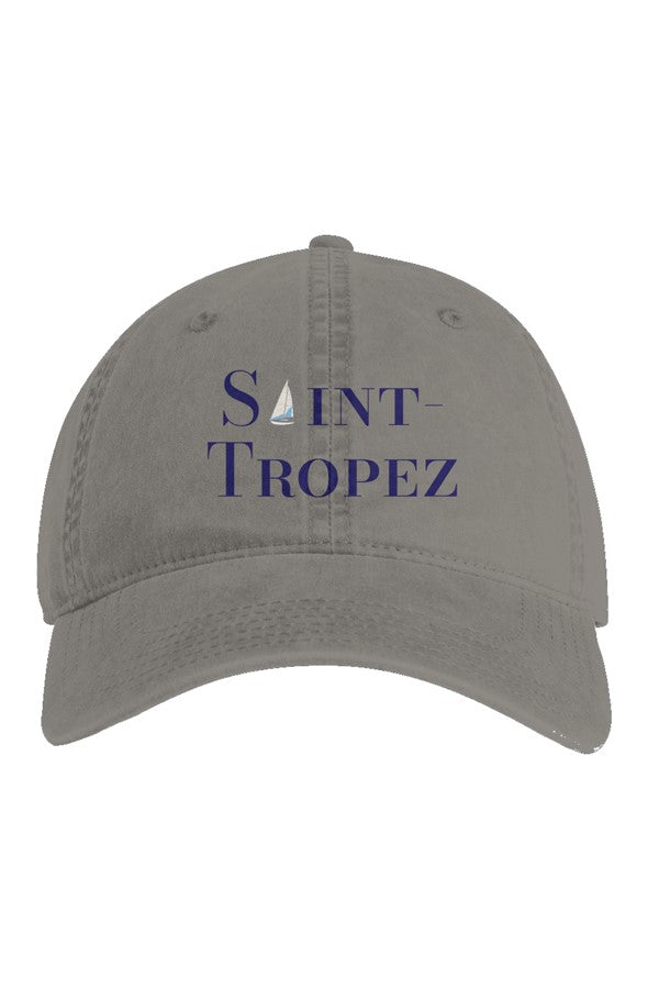 Saint-Tropez Navy Embroidered Hat in Faded Grey