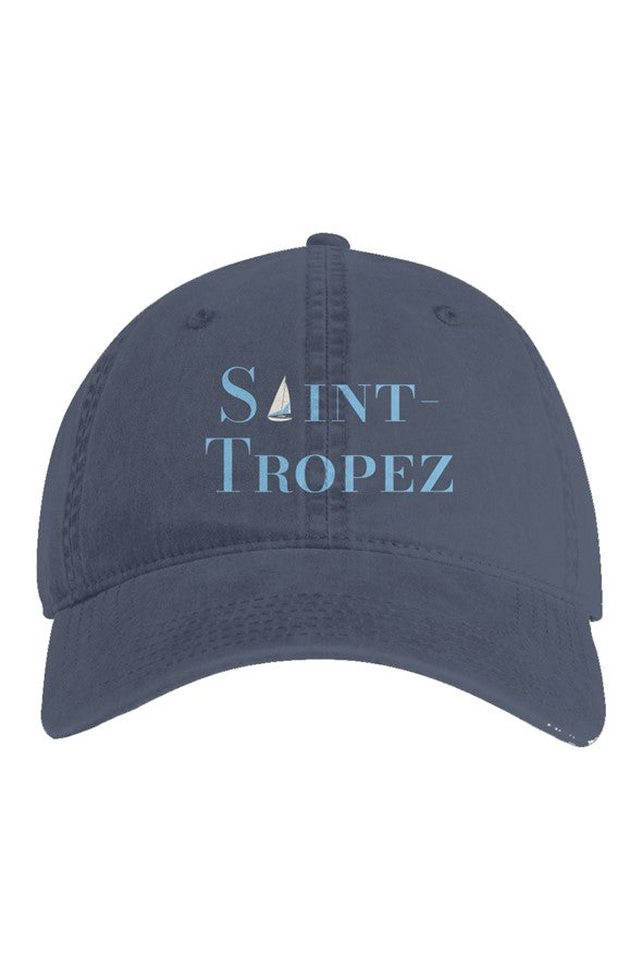 Saint-Tropez Blue Embroidered Hat in Faded Midnight