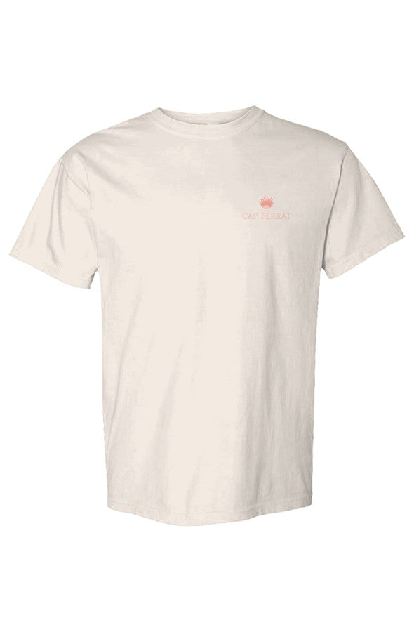 Cap-Ferrat Pink Left Embroidered T-Shirt in Ivory