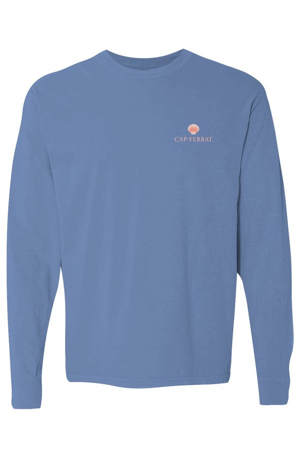 Cap-Ferrat Pink Left Embroidered Long-Sleeve in Flo Blue