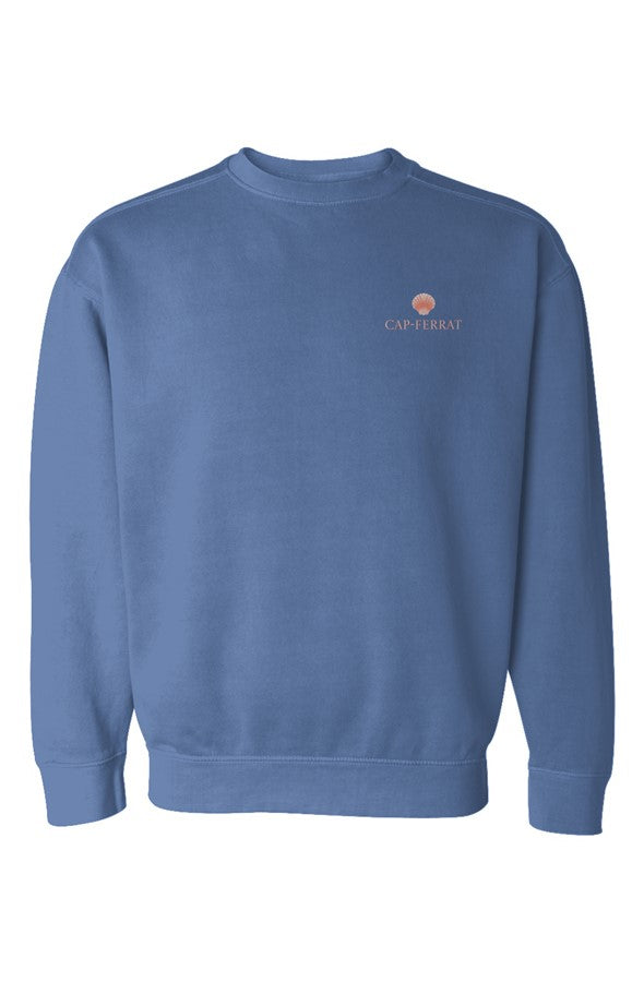 Cap-Ferrat Pink Left Embroidered Sweatshirt in Flo Blue