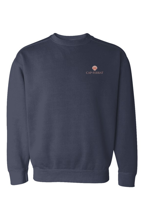 Cap-Ferrat Pink Left Embroidered Sweatshirt in Denim