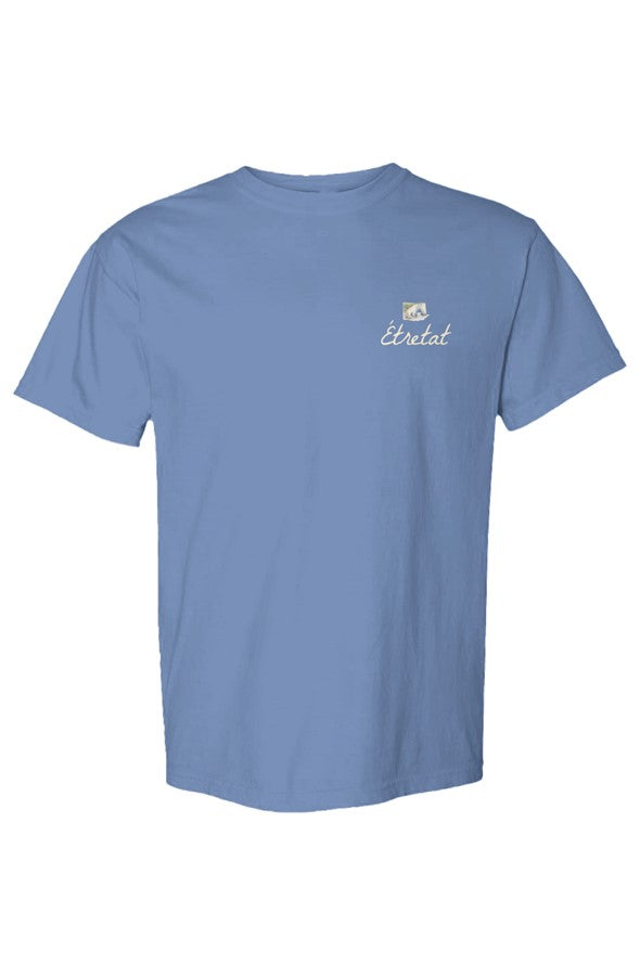 Étretat Cliffs Left Embroidered T-Shirt in Flo Blue