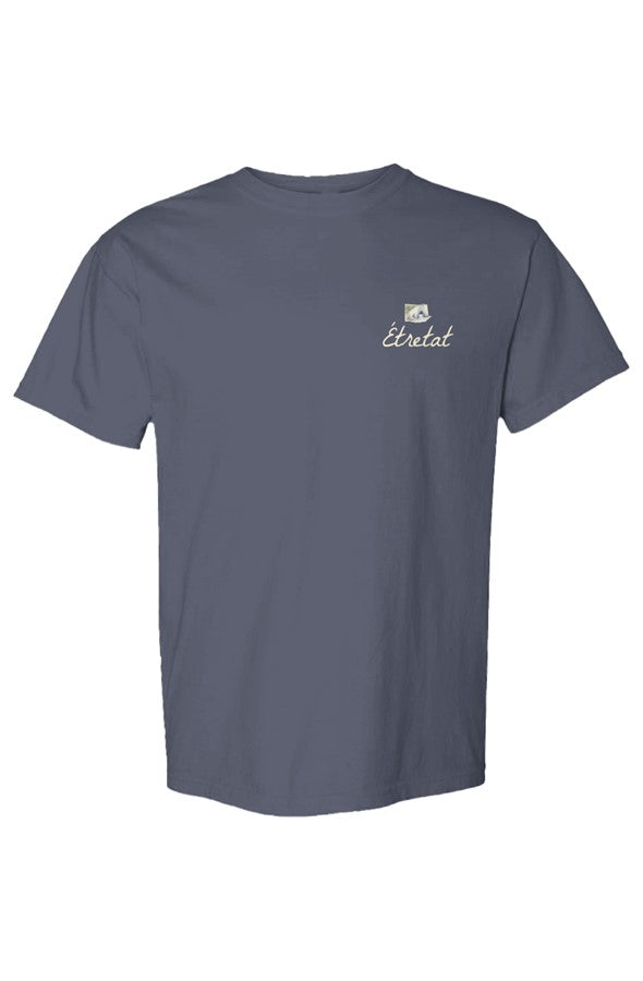 Étretat Cliffs Left Embroidered T-Shirt in Denim
