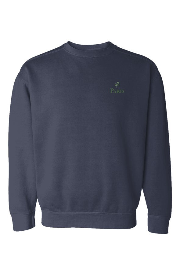 Paris Green Chair Left Embroidered Sweatshirt in Denim
