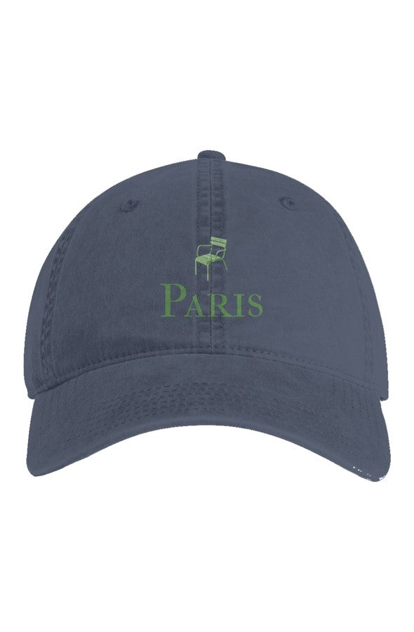 Paris Green Chair Embroidered Hat in Faded Midnight
