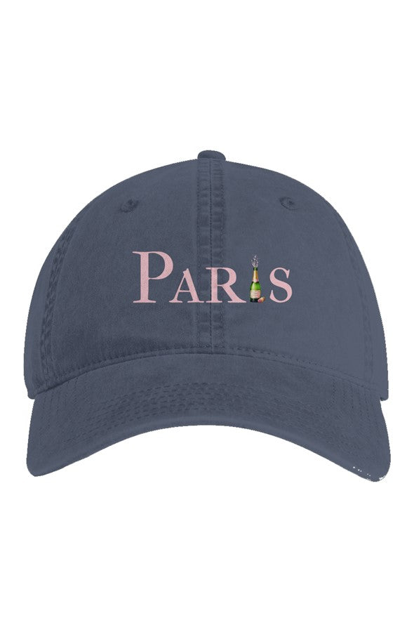 Paris Pink Popped Bottle Embroidered Hat in Faded Midnight
