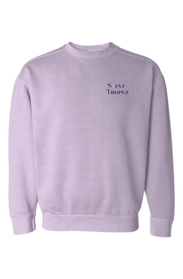 Saint-Tropez Navy Left Embroidered Sweatshirt in Orchid
