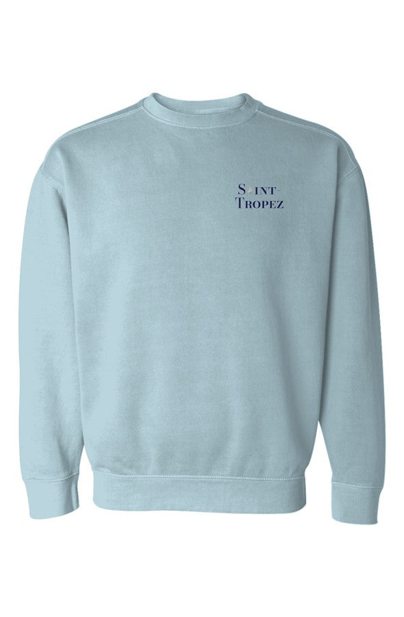 Saint-Tropez Navy Left Embroidered Sweatshirt in Chambray