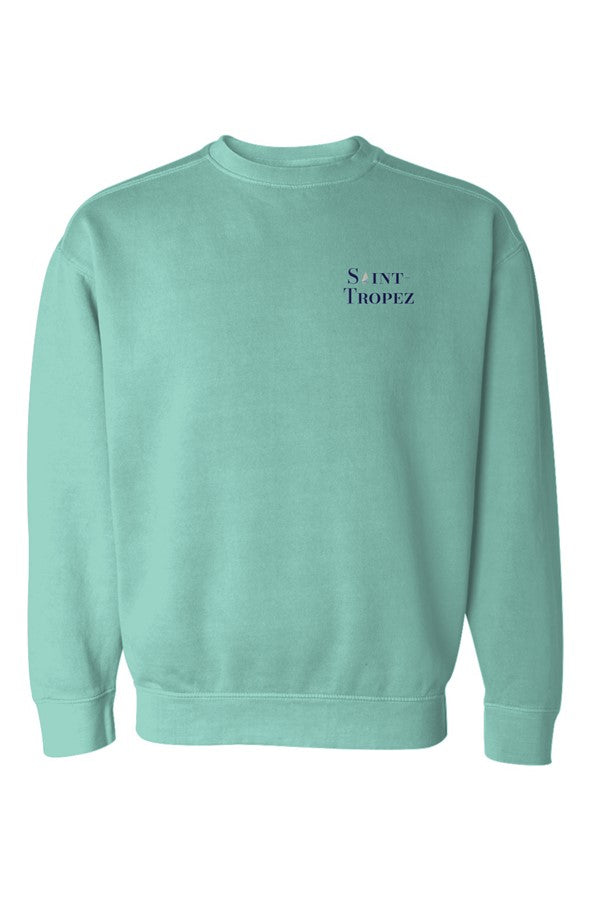 Saint-Tropez Navy Left Embroidered Sweatshirt in Chalky Mint