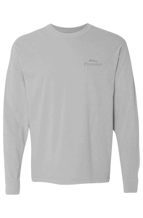 Provence Lavender Left Embroidered Long-Sleeve in Grey