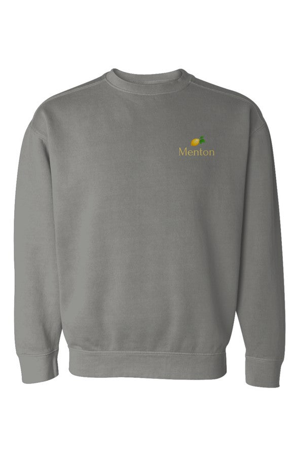 Menton Yellow Lemon Left Embroidered Sweatshirt in Grey