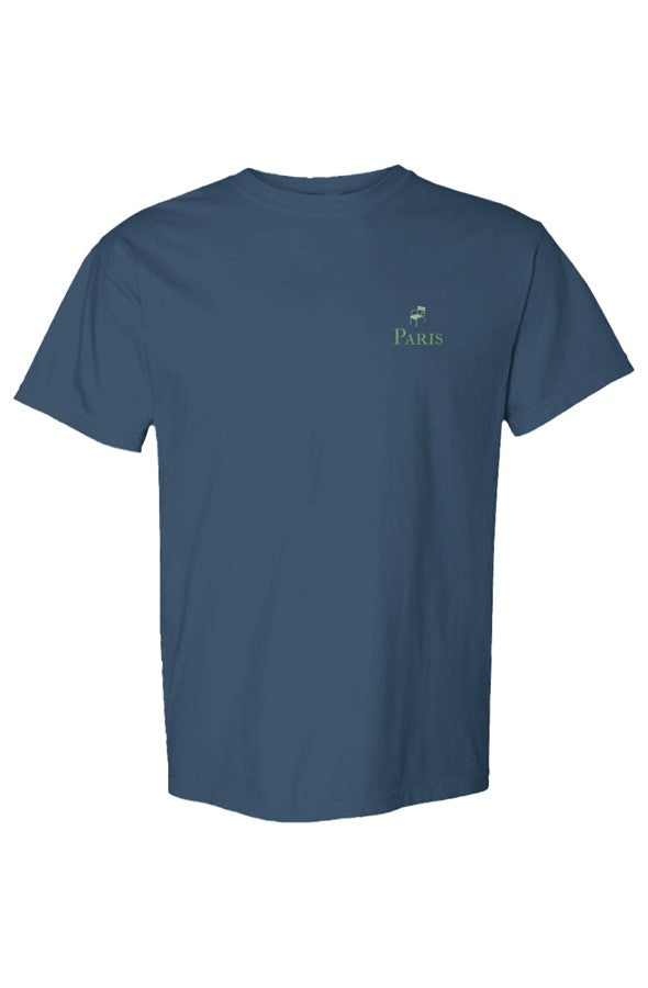 Paris Green Chair Left Embroidered T-Shirt in Midnight